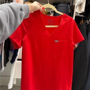 Figs Pop Red Scrub Top